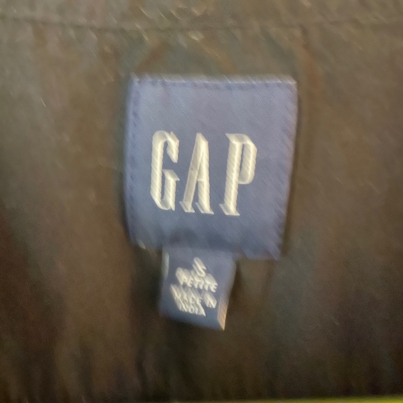 GAP petite S cotton puff sleeve blouse black with metallic thread - Picture 5 of 6